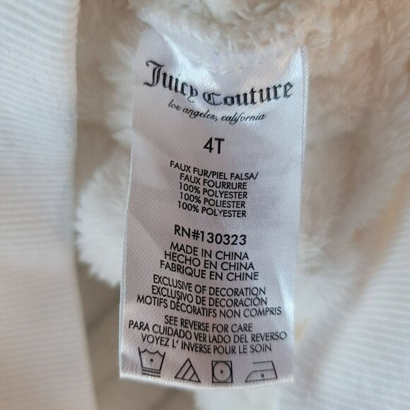 Juicy Couture Textured Furry White Fleece Sweatshirt Girls 4T - Picture 6 of 7